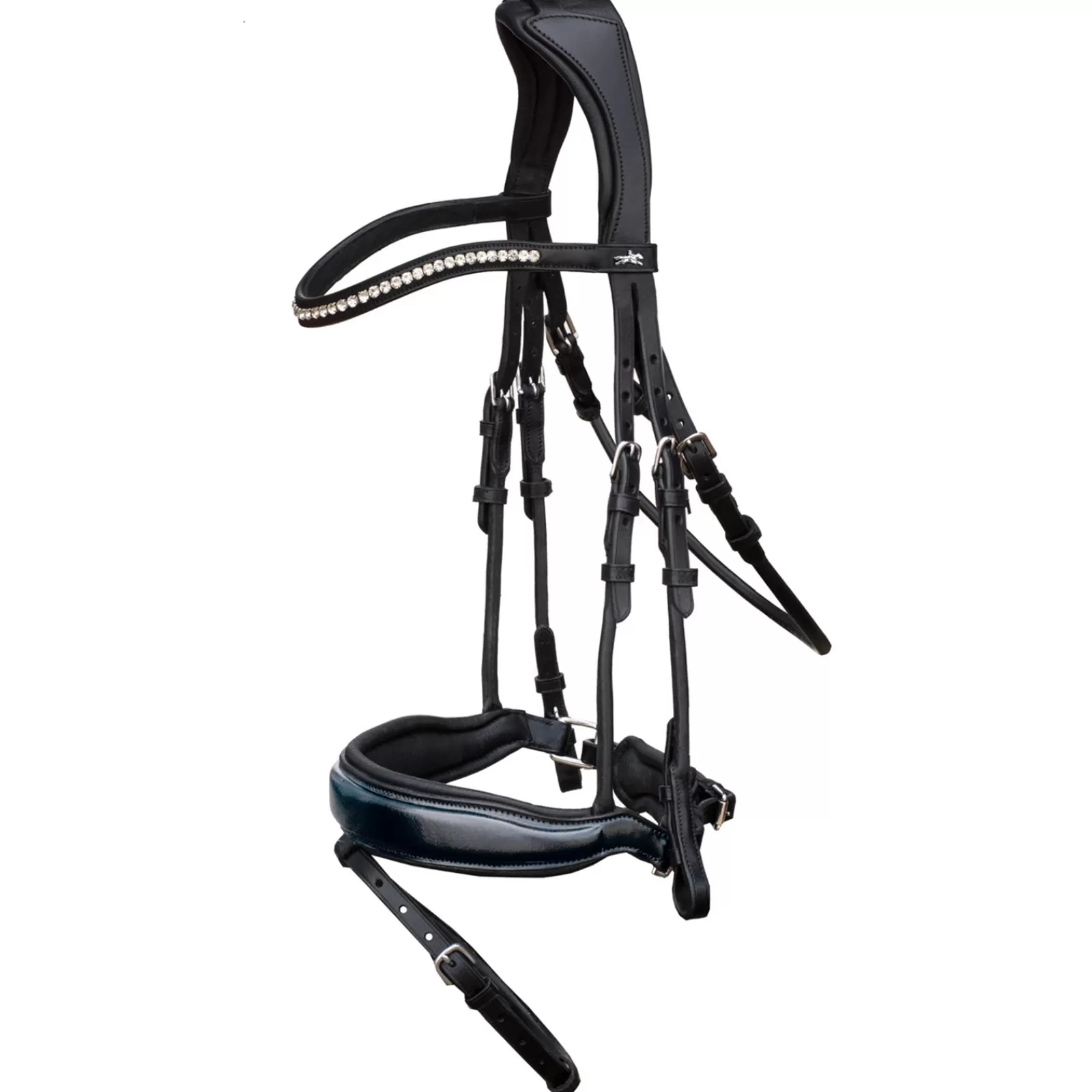 schockemohle Briglie E Chiudibocca | Briglia Da Dressage Malibu Con Dettagli In Cristallo Black/Patent Grey/Silver