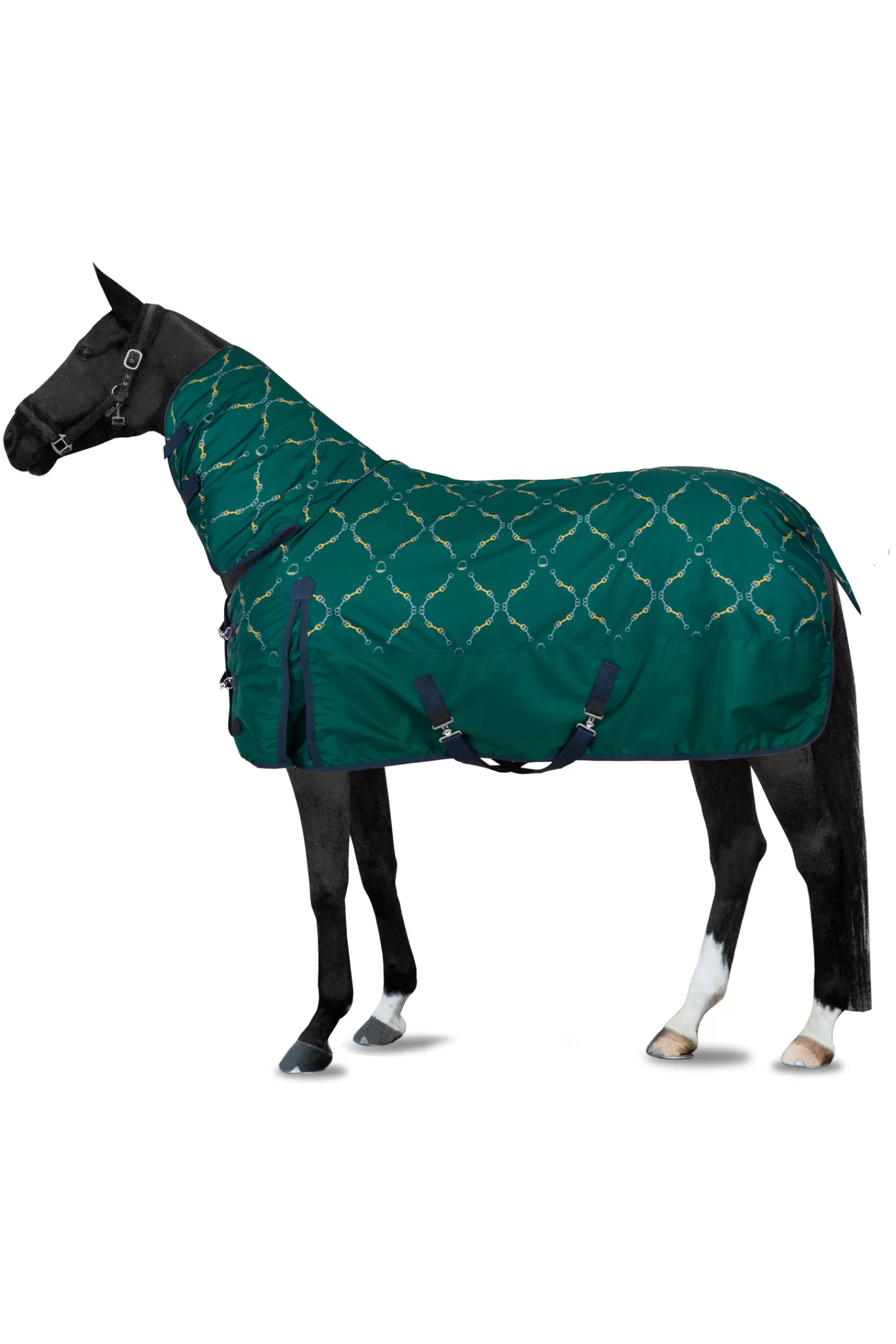 Coperta Da Turnout Con Protezione Collo E Stampa Equestre, 200 Gr>* Cheap