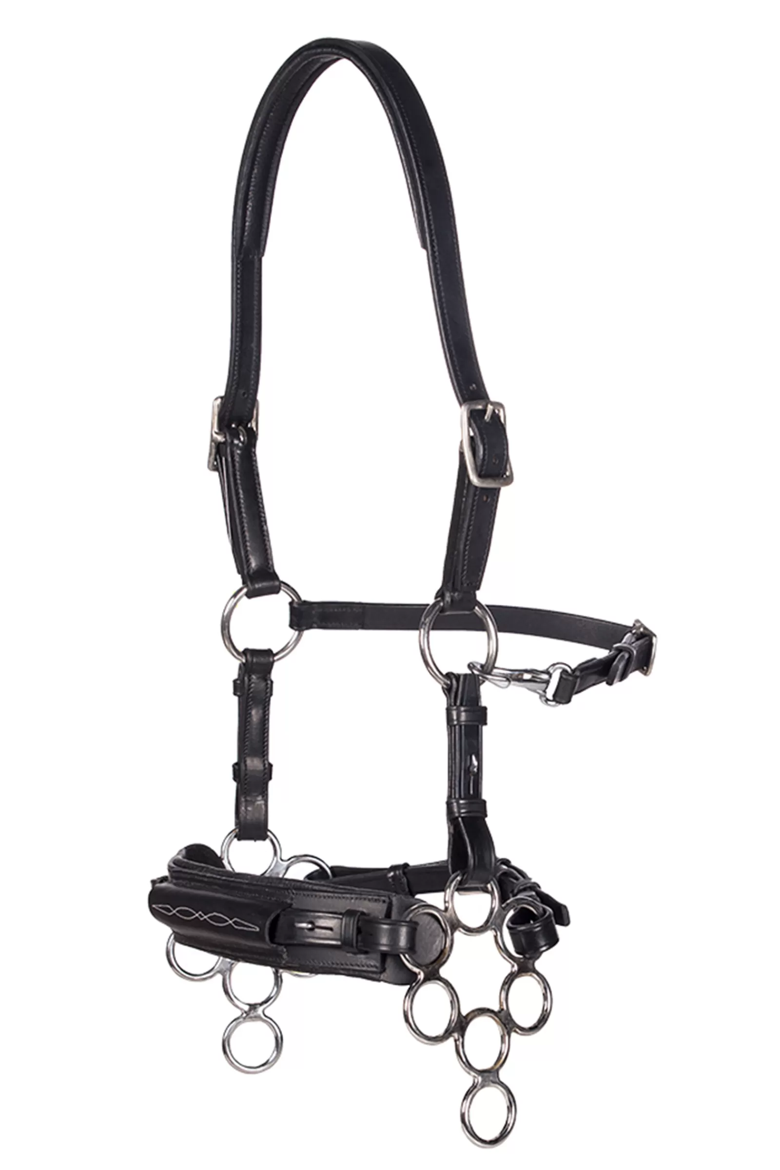 fra Briglie E Chiudibocca | Aram Hackamore (Sistema 2) In Pelle, Cinturini Per Mascelle, Con Forbici Black