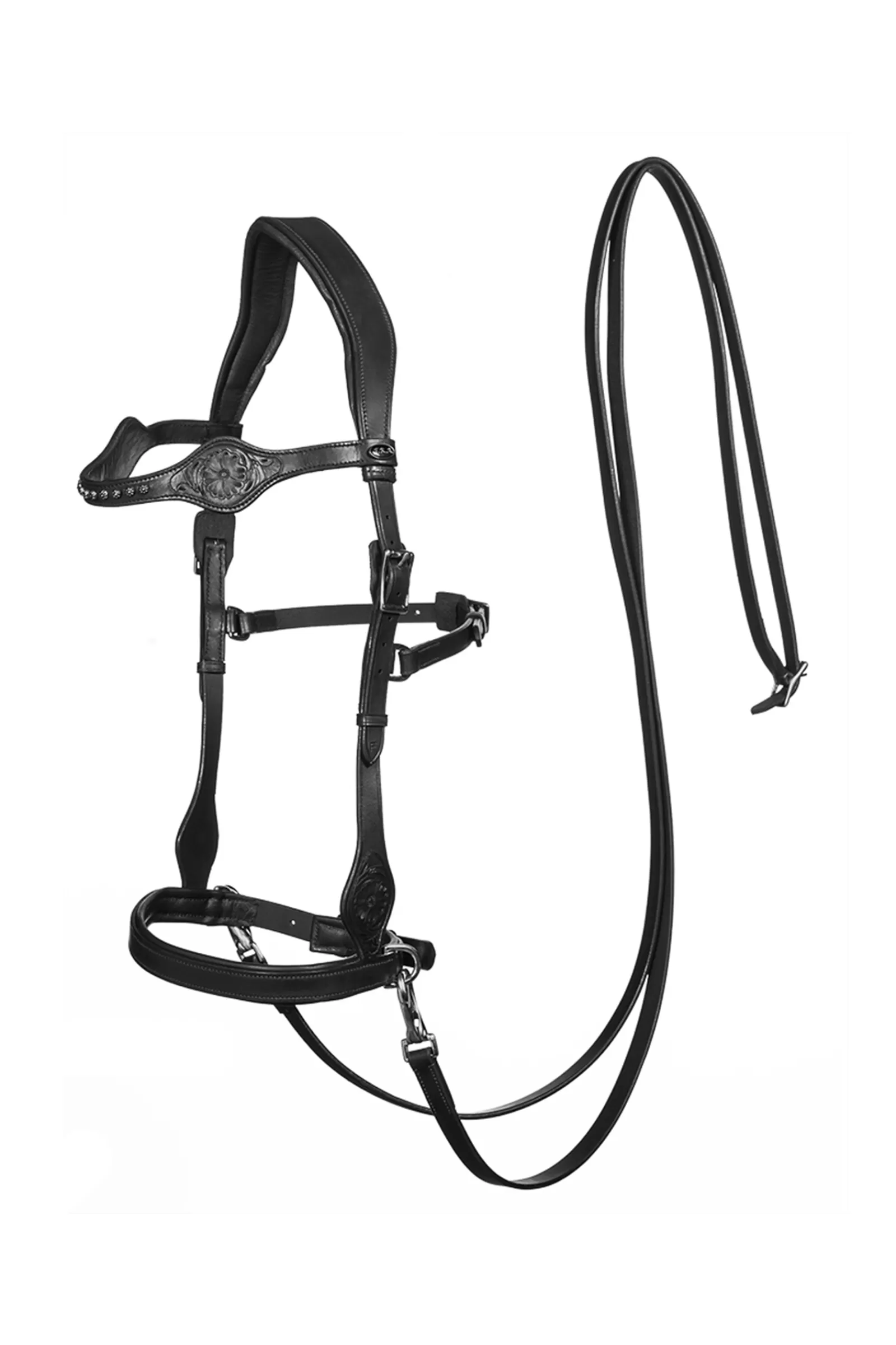 fra Briglie E Chiudibocca | Dandy Sidepull (System 3) Pelle, Con Redini A Clip In Pelle Black