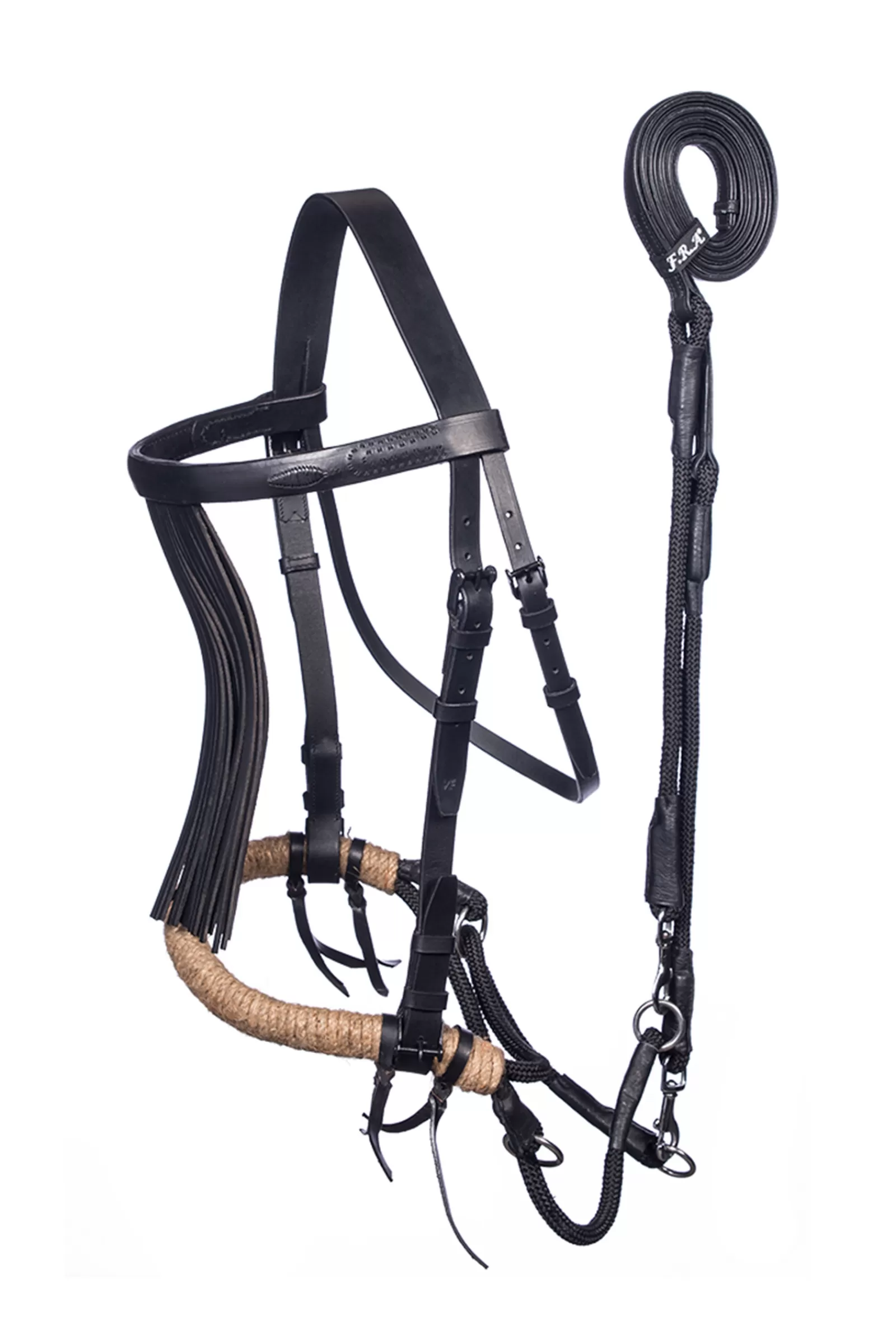 fra Briglie E Chiudibocca | Tinver Bitless Bridle (Sistema 4) Con Redini, Shire Black