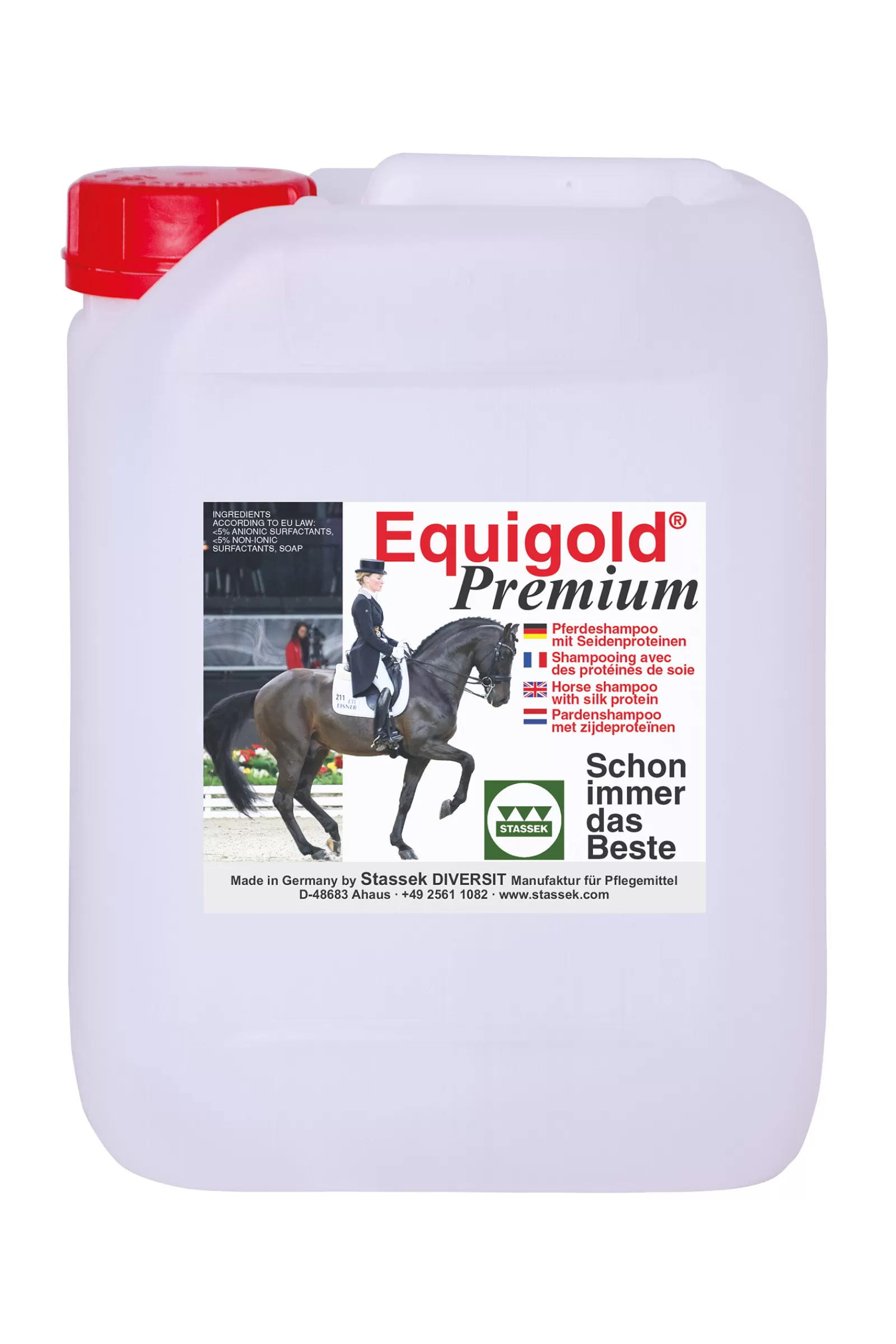 stassek Cura Del Manto, Della Pelle E Della Criniera | Equigold Premium Shampoo Per Cavalli, 5 Litri Yellow