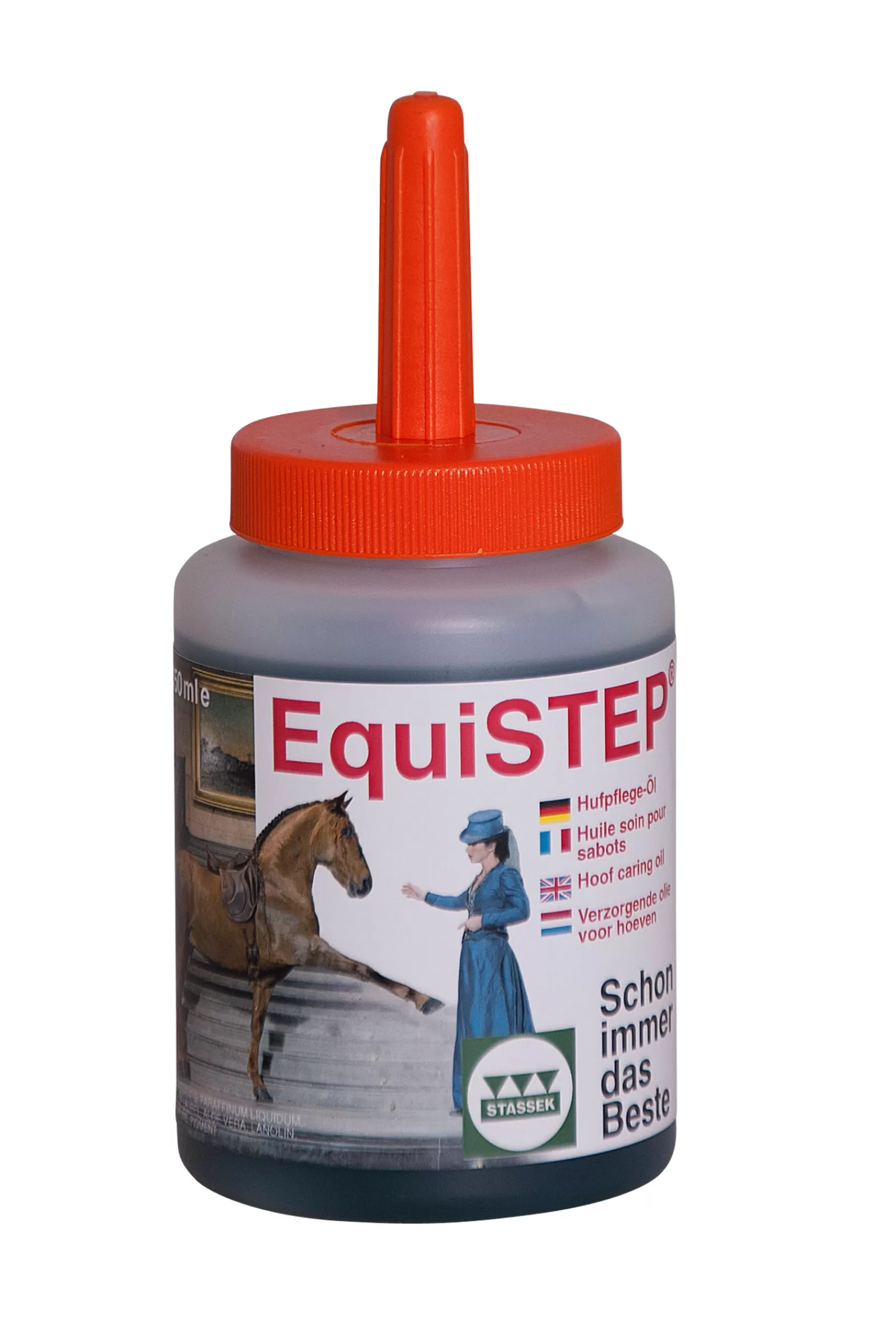 stassek Cura Dello Zoccolo | Equistep Flacone Pennello Per Olio Per Zoccoli, 450 Ml Dark Green